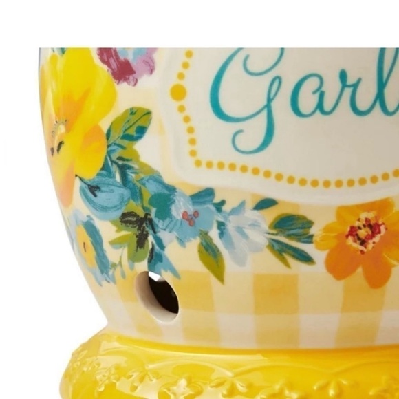 The Pioneer Woman Sweet Romance Garlic Keeper - Yellow Gingham - Picture 5 of 6
